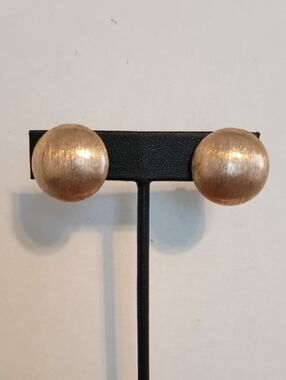 Trifari Vintage Gold Dome Clip On Earrings Brushed Button Earrings